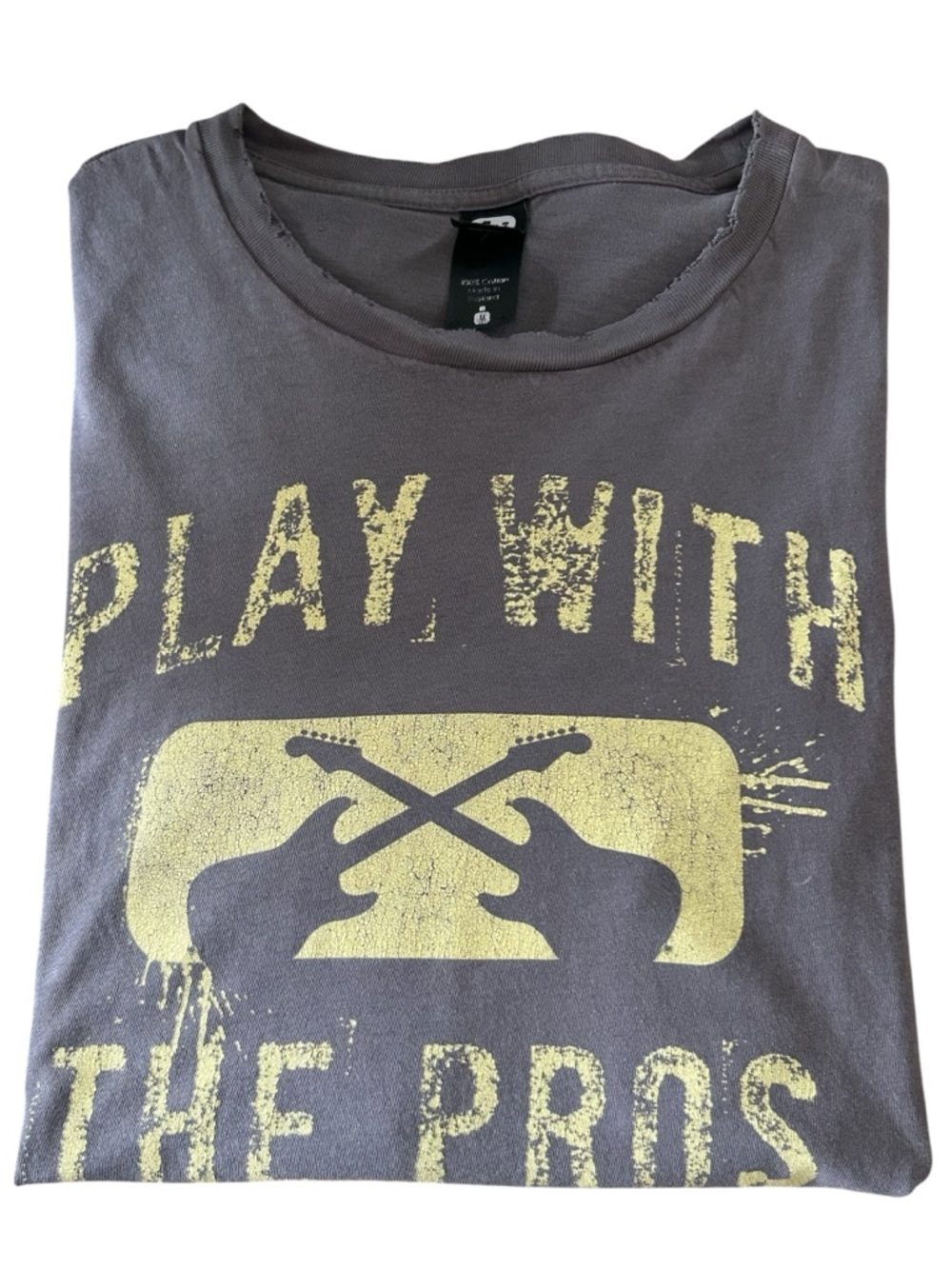 Alternative Apparel Play With The Pros Guitar Graphic Vintage Soft Tee Gray M